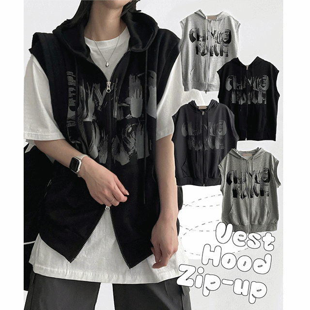 hijjoo（ハイチュー）の「Dover Two Way Hooded Vest Zip-Up（Tops）」