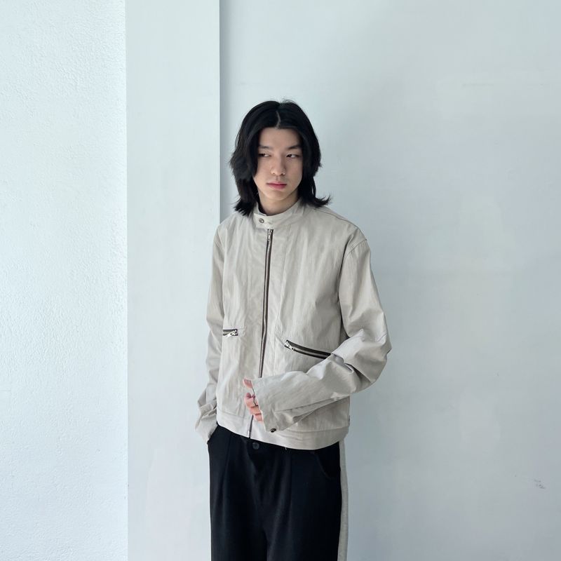 Waffle Knit Double-Zip Button Detail Hooded Jacket