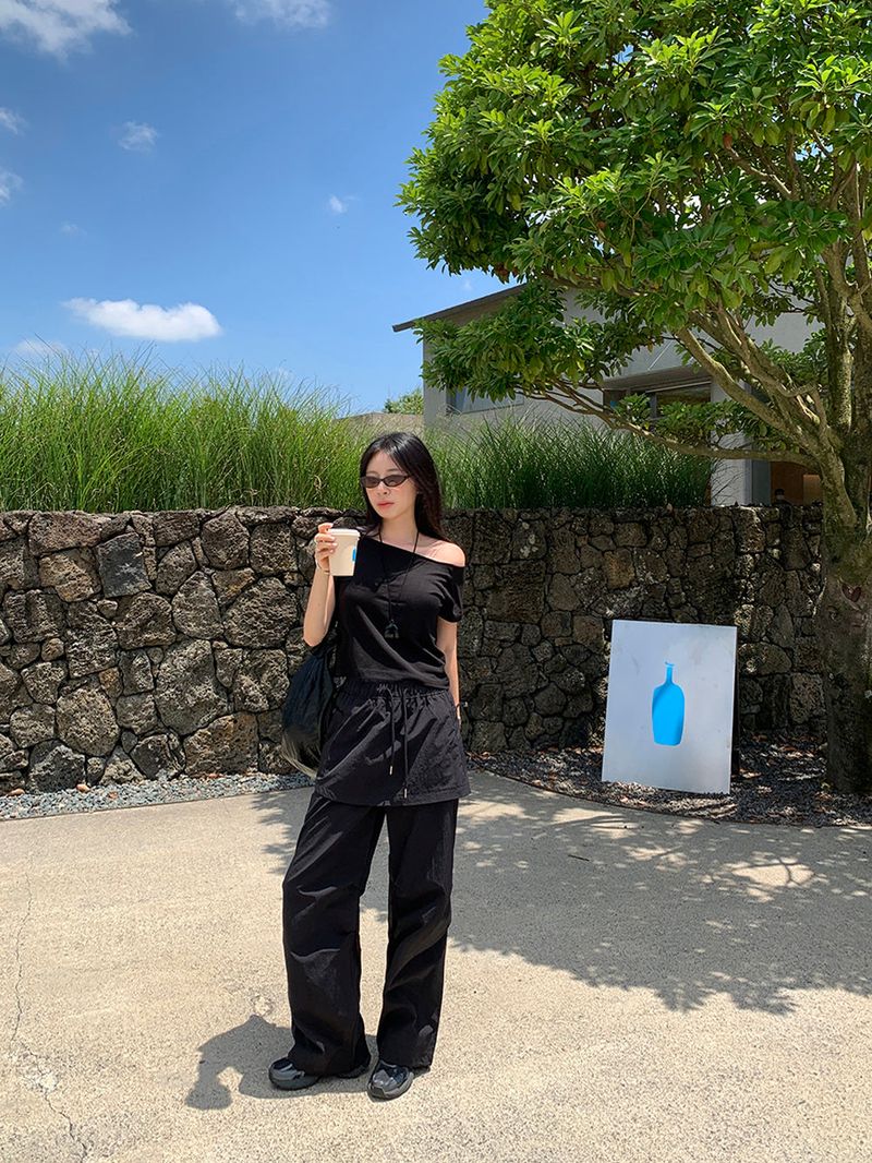 [MADE] Kaen Nylon Layered Skirt Banding Pants