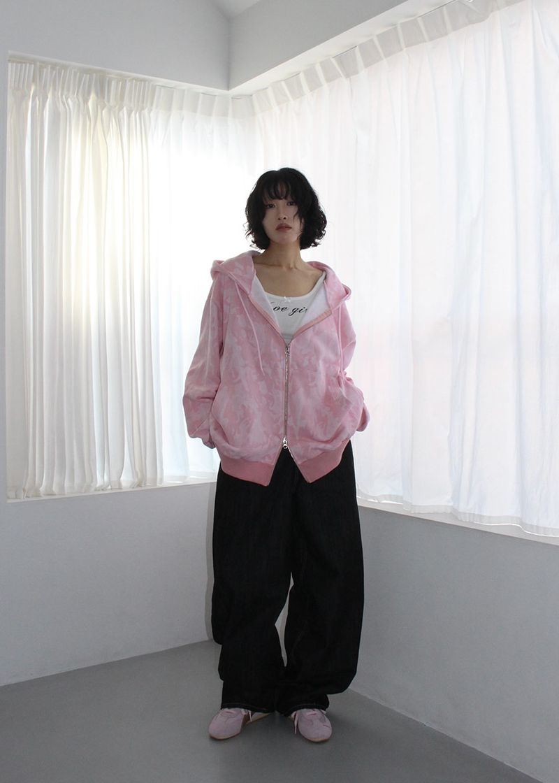 PINK HEART WIDE DENIM