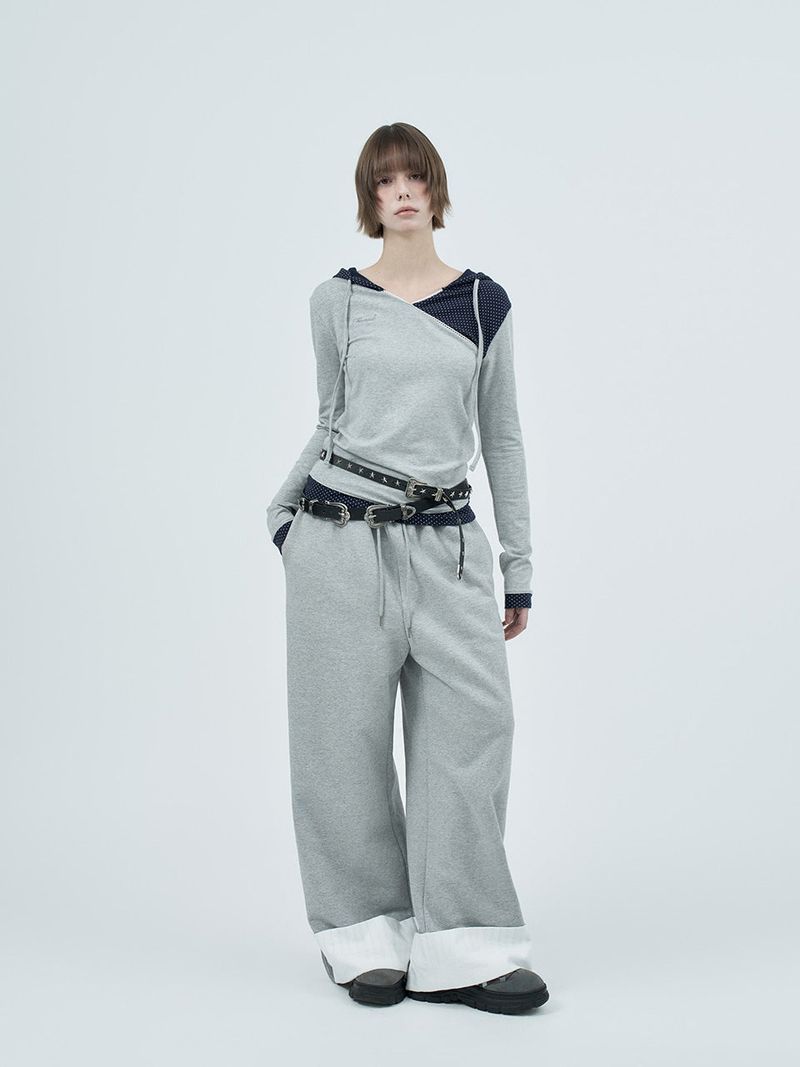 lace folding sweatpants / gray