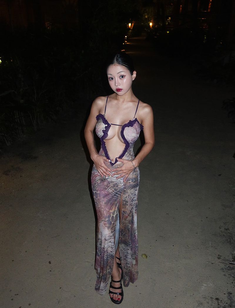 Peppy See-Through Maxi Long Dress