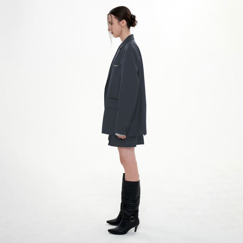 SLEEVE STRAP OVER FIT JACKET(BLUE GRAY)