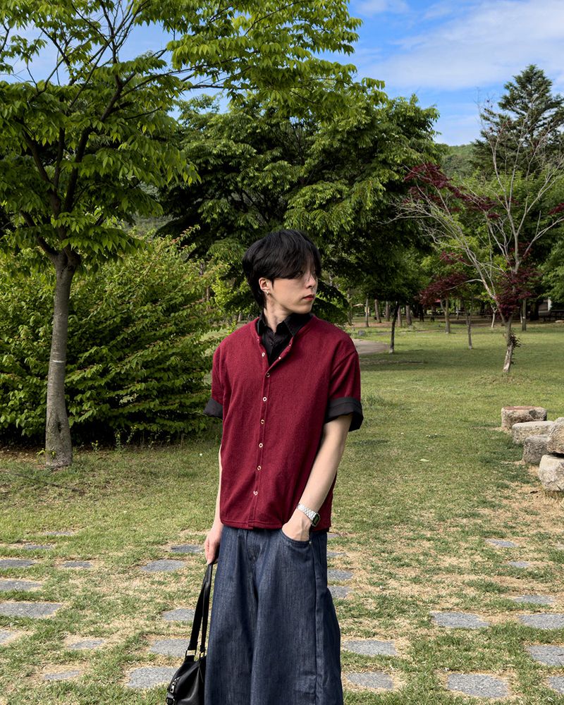Ruric Rib Snap Half Sleeve Cardigan