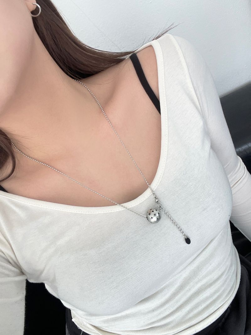 Star Stamping Ball Long Necklace