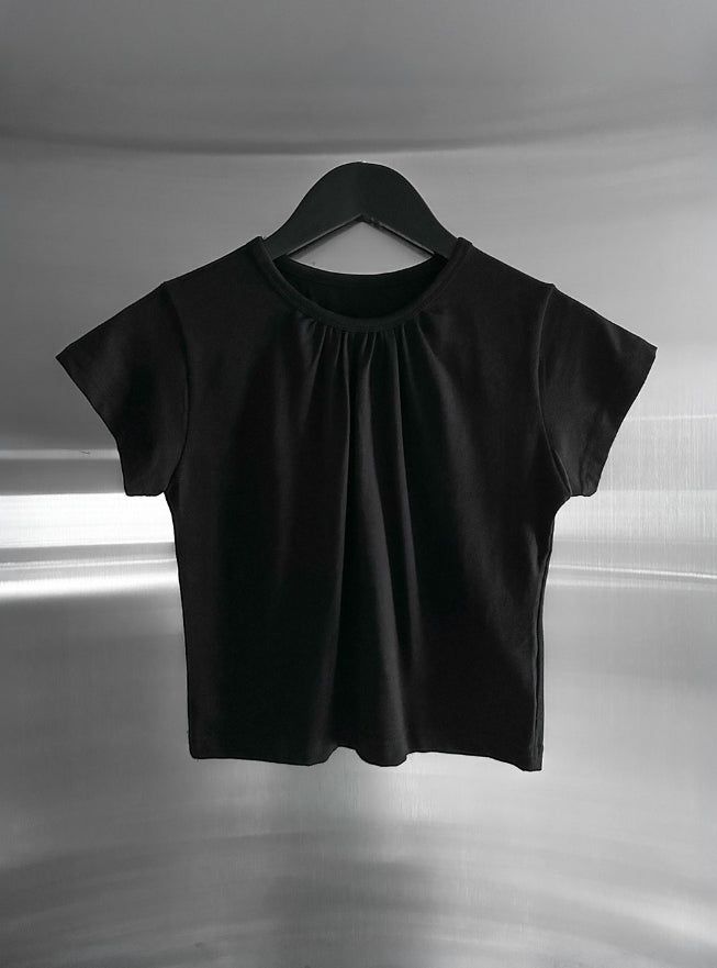 Center Shirred Round Crop Top
