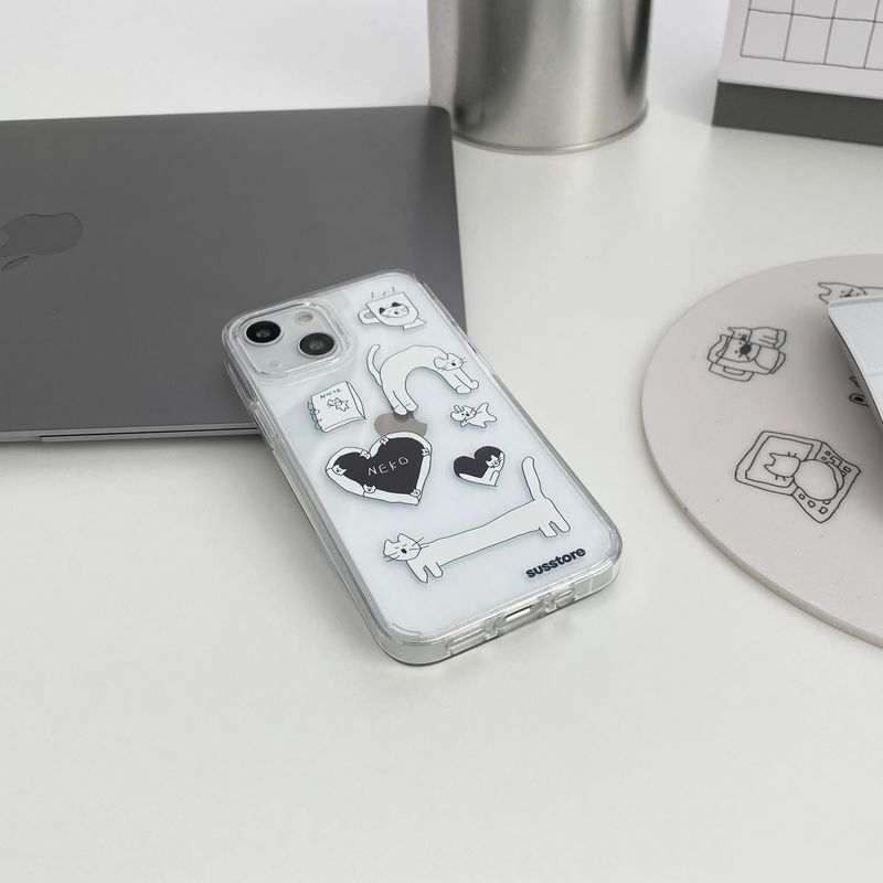 Black Rubbish Cats phone case