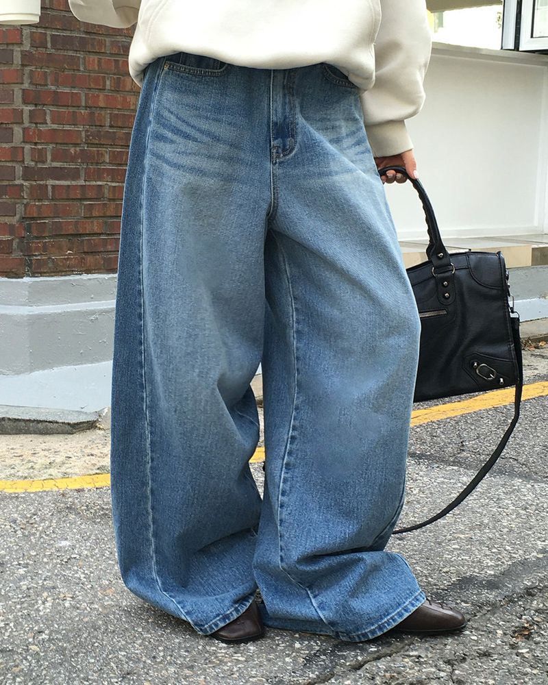 [ORIGINAL] Crew Contrast Wide Denim Pants