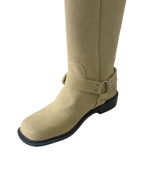 birkin down buckle matte suede boots