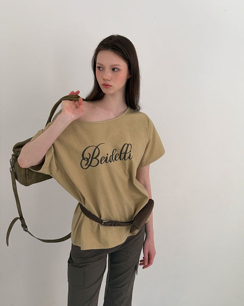 [ORIGINAL] Wit Lettering Pigment Off-Sleeve Tee