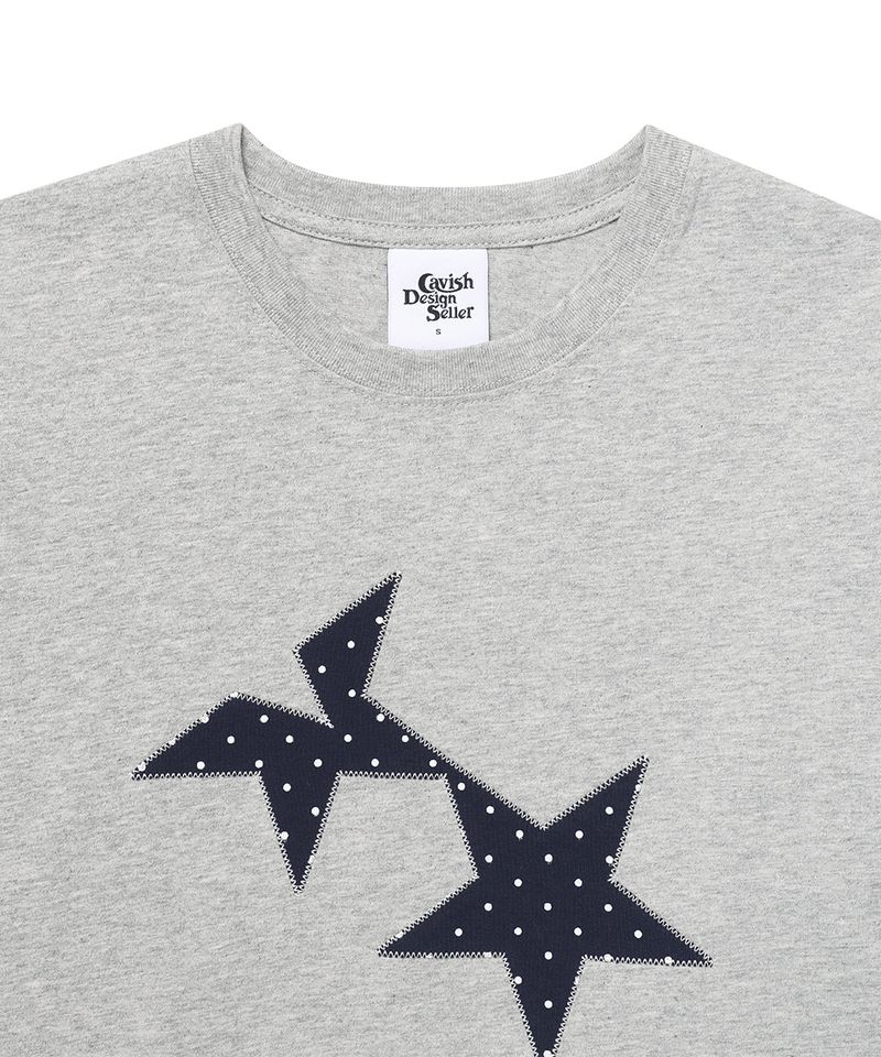 TWIN STAR DOT APPLIQUE LS TEE GREY(CV2GSUT556A)