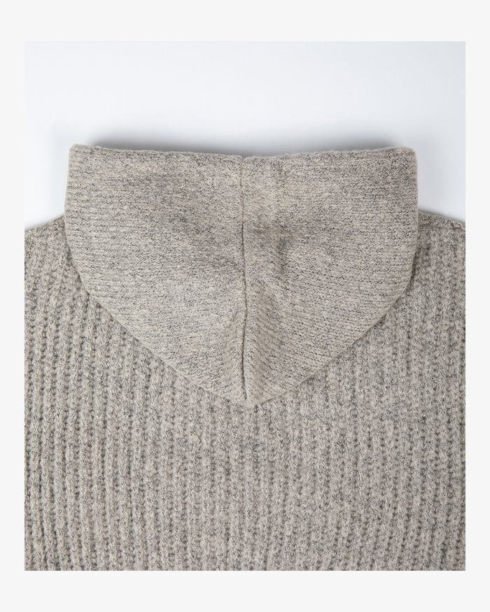 (UNISEX) Follow Half Zip Cable Knit Hoodie