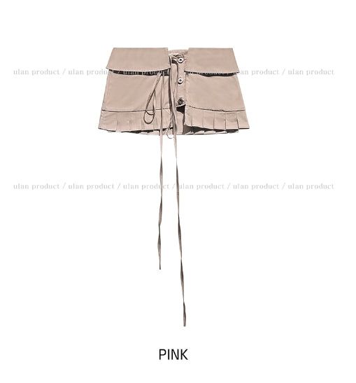 Molder strap layered pleated skirt