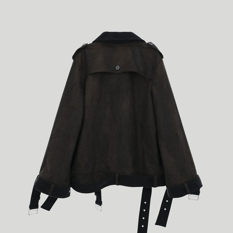 BELTED FLARE SUEDE JUMPER