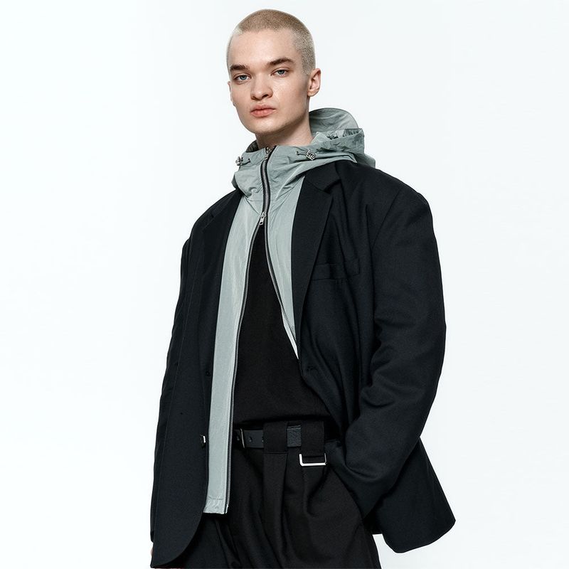 Oversized Wool Single Blazer Black