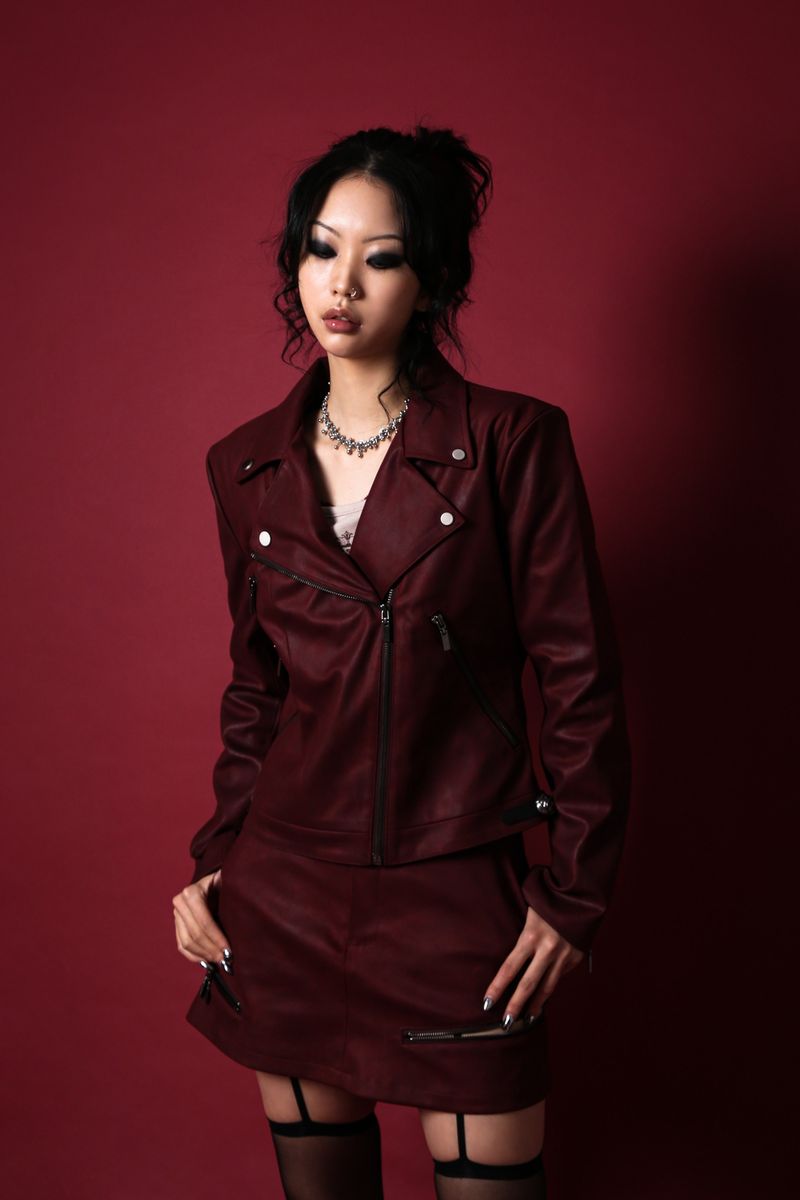 DARLING, YOU ARE BAD（YOU ARE BAD）の「アンティークローズスリムライダージャケット #スエード レッド（ジャケット/アウター）」