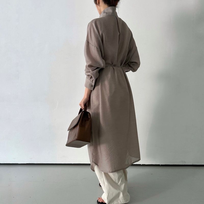 Shine Neck Long Shirt - 3colors