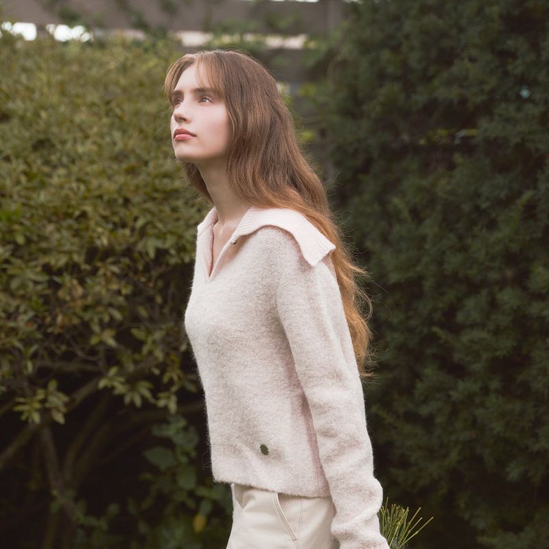 ALPACA BOUCLE SAILOR KNIT - PASTEL PINK