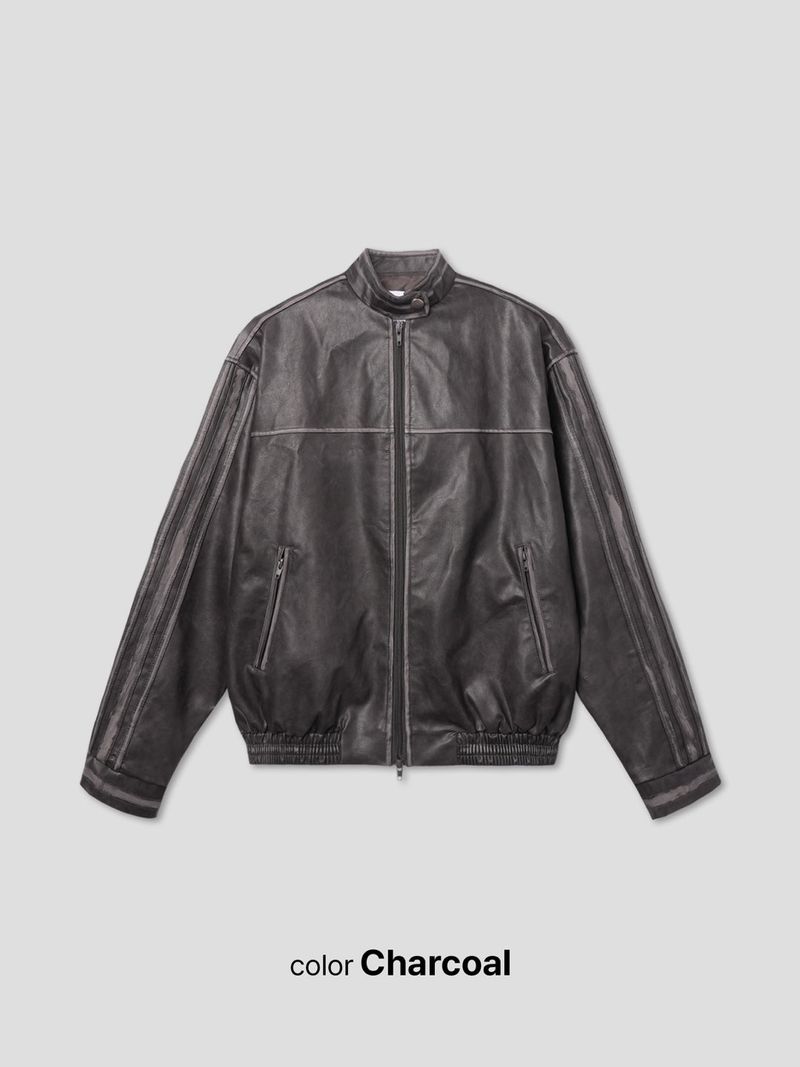 LMN deep washing leather crop jacket (2 colors)