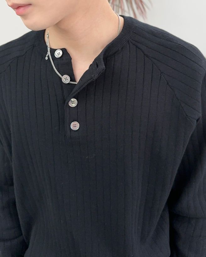 Revved henley neck knit