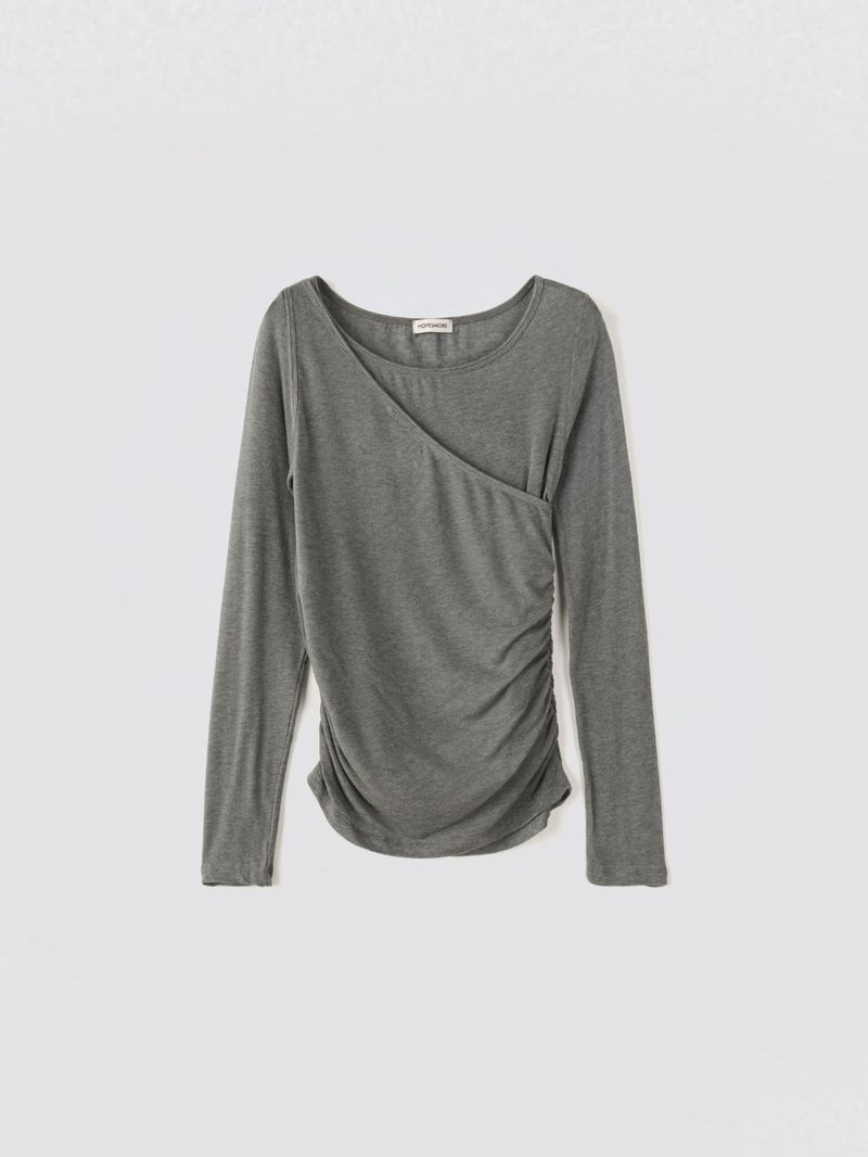 Shirring Layered Tee_Grey