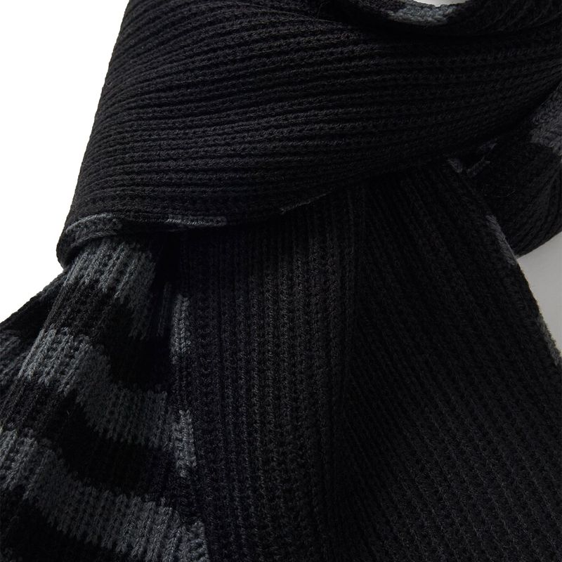 Striped knit muffler / Black charcoal