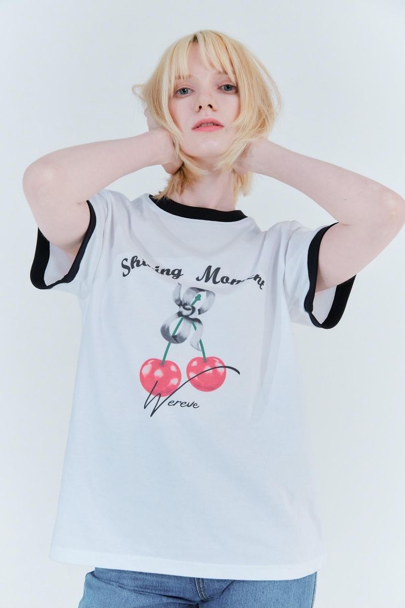 Cherry ringer t-shirt_white/black