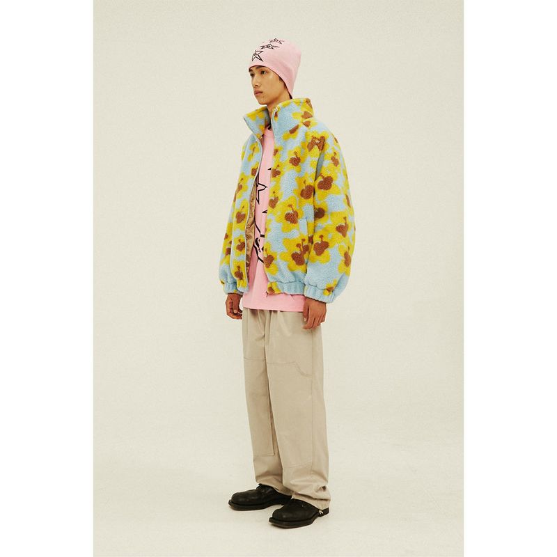 Flower Bear Fluffy Jacket_Sky Blue