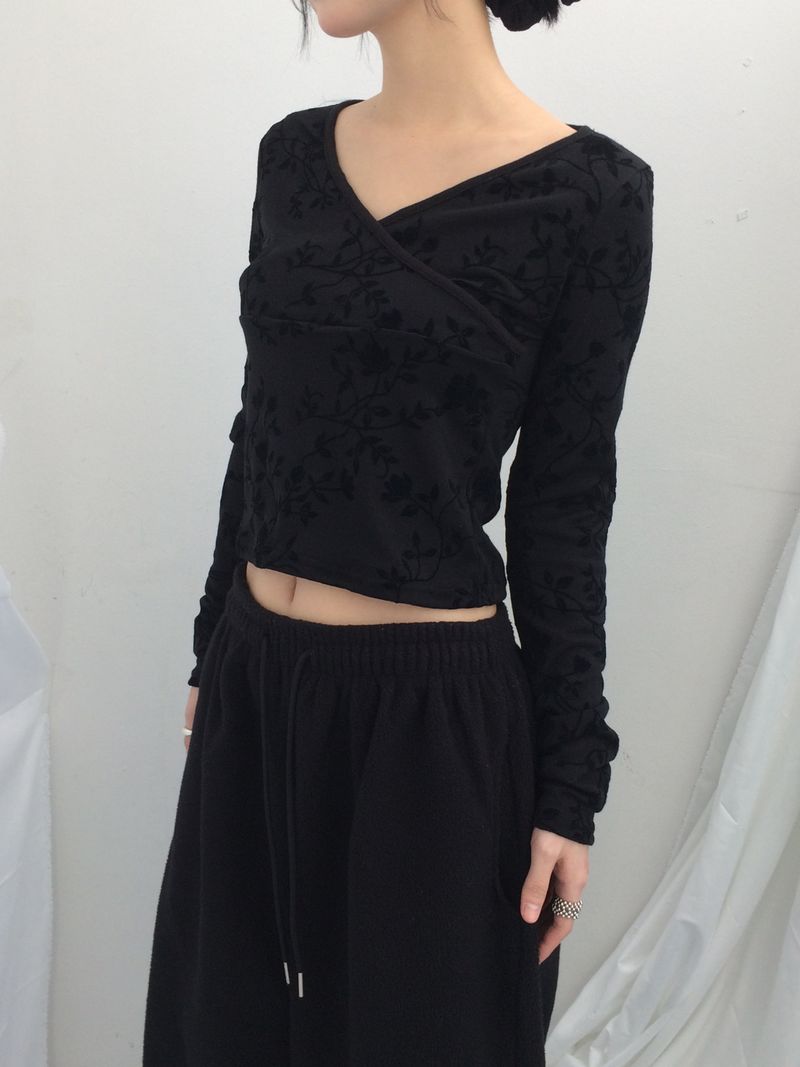 Floral cross-neck top