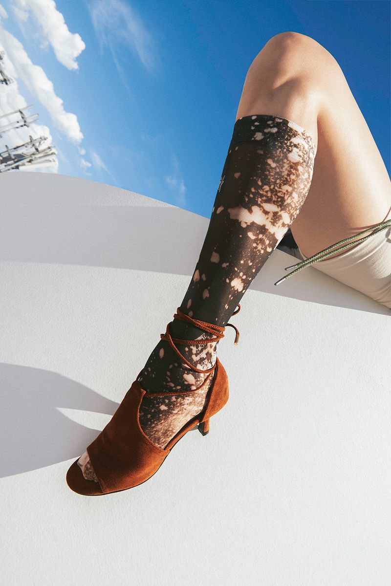 Lace-up Middle Sandal Heel(Brown)