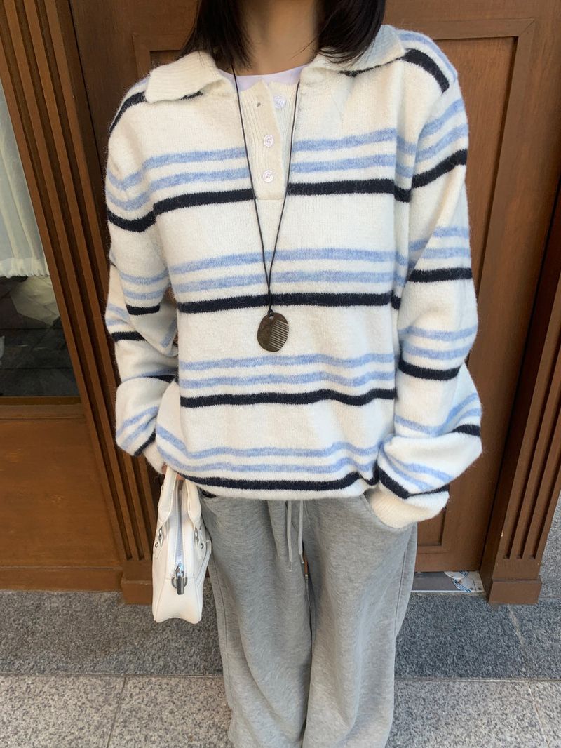 Candy Parade Collar Stripe Knit
