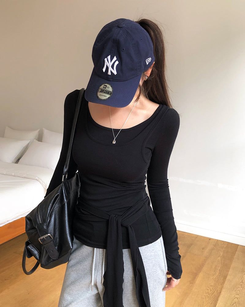 BEIDELLI（ベイデリー）の「[ORIGINAL] Ockham Layered Wrap Sleeveless T-Shirt（Tops）」