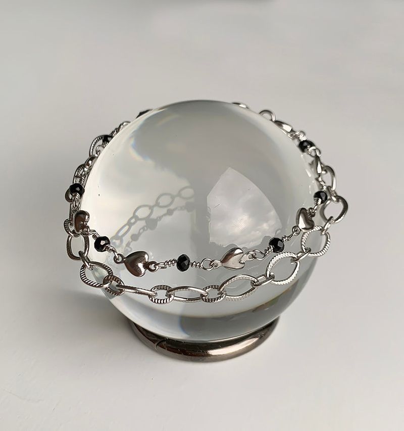 Layered heart chain bracelet