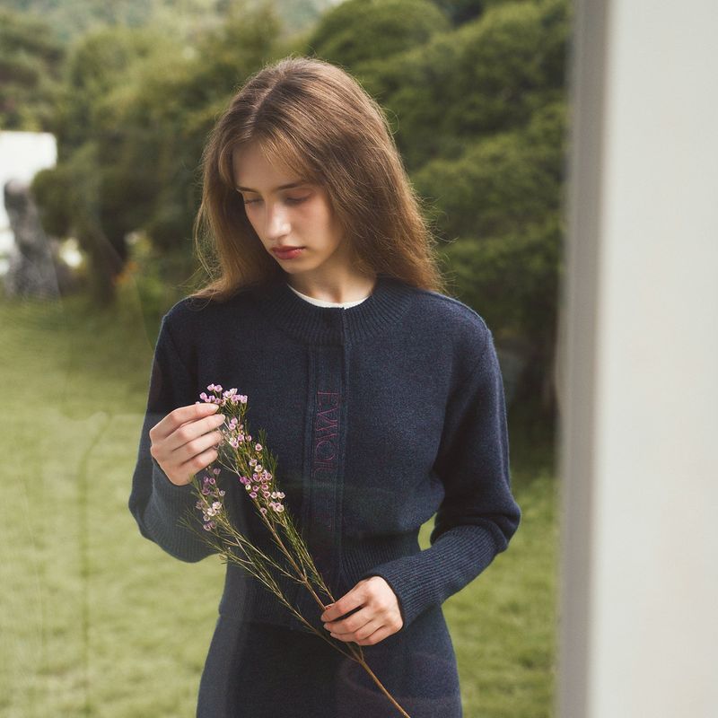 ALPACA SLIM CARDIGAN - MULBERRY NAVY