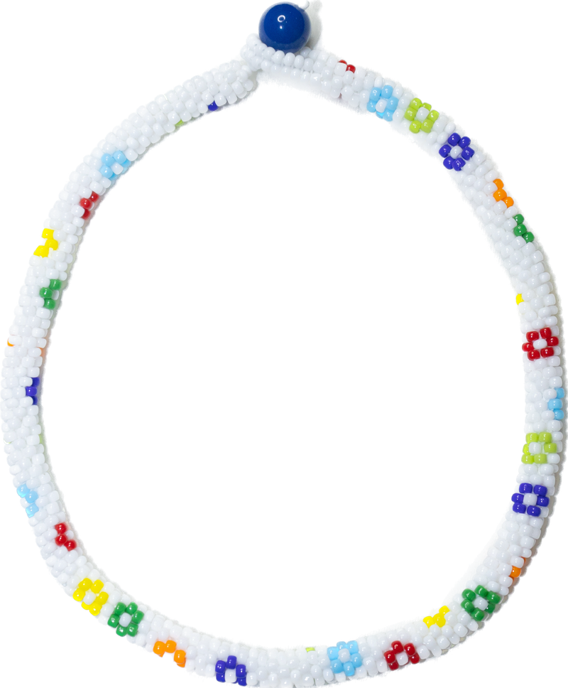 Flower signature crochet necklace (White)