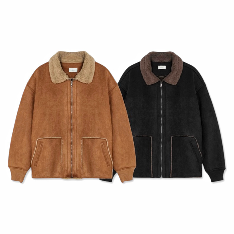 Oversized Suede Buckle Shearling Jacket