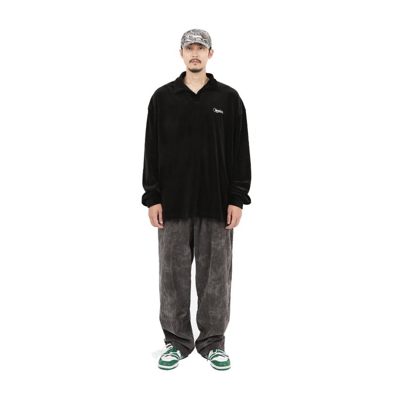 VELVET OPEN RUGBY SHIRTS BLACK