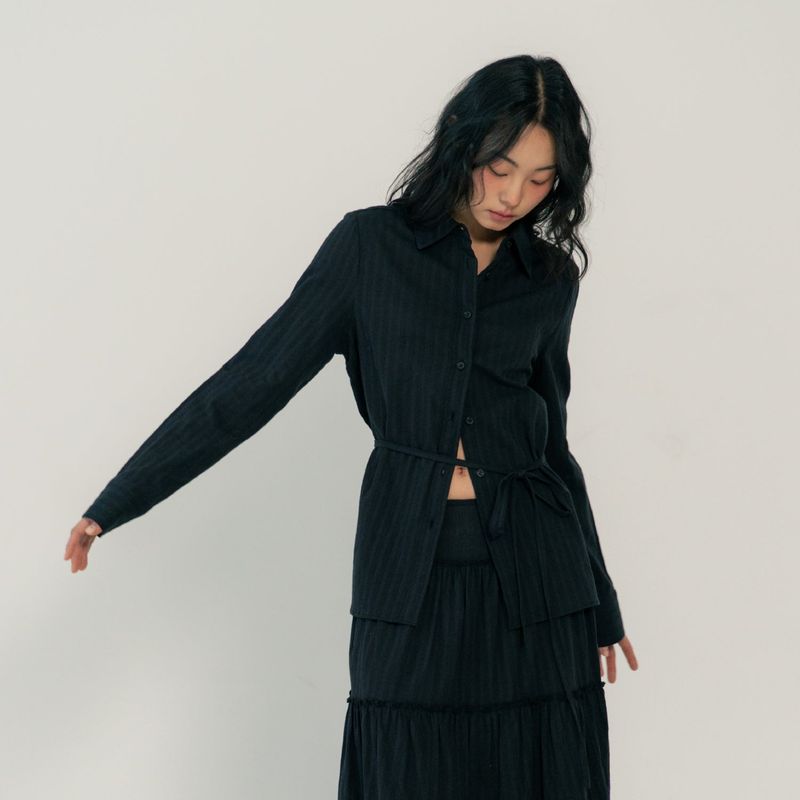 REGULAR FIT BELT SHIRTS (BLACK)