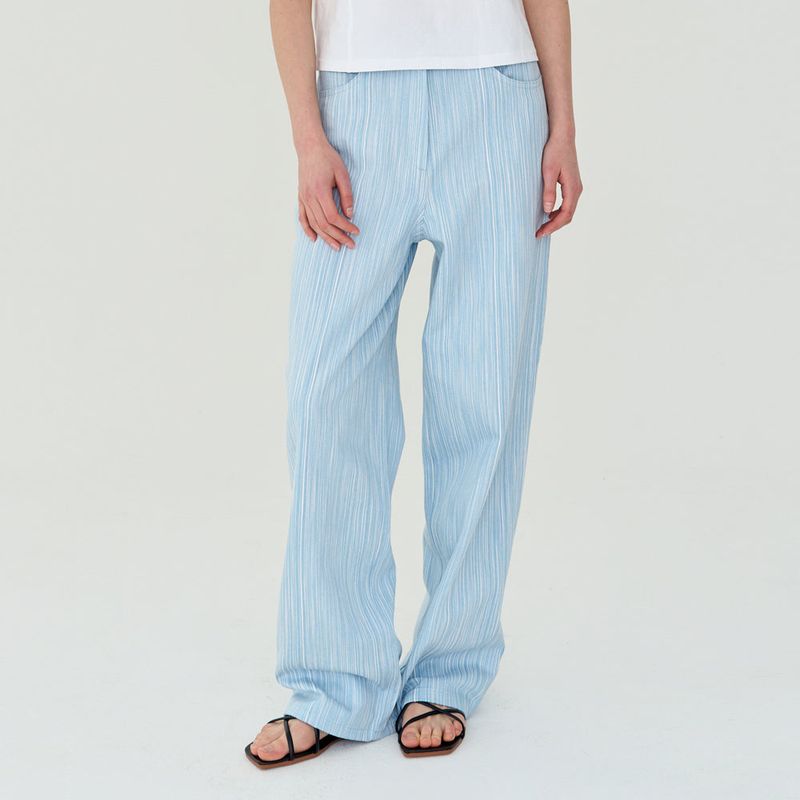 COTTON STRIPE WIDE PANTS (BLUE)