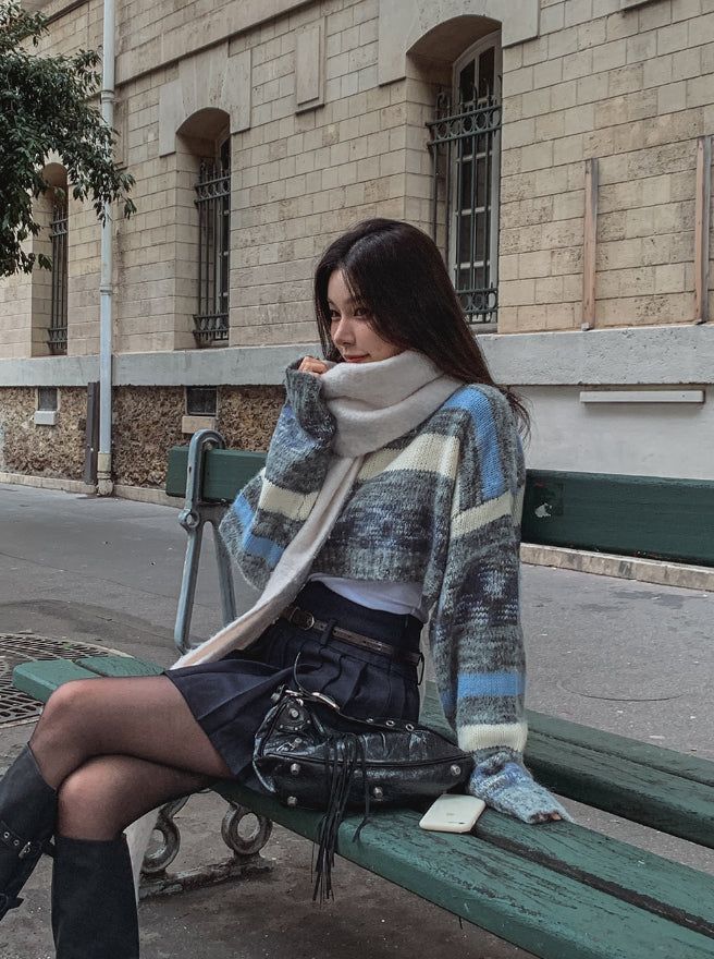Soap Stripe Two-Way Crop Knit