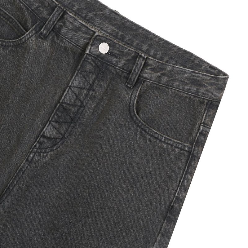 Classic Vintage Washed Denim Pants_Black