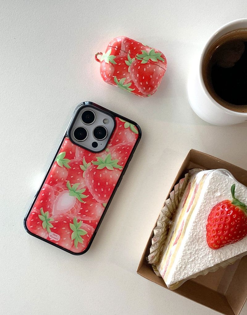 [MADE]レッドストロベリーシュガー ブラックエポキシ バンパーiPhoneケース