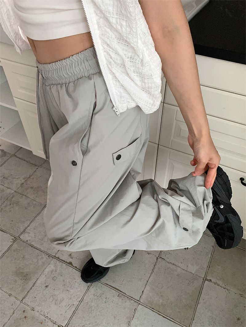 NYLON BIJO SNAP BUTTON PANTS (4C)