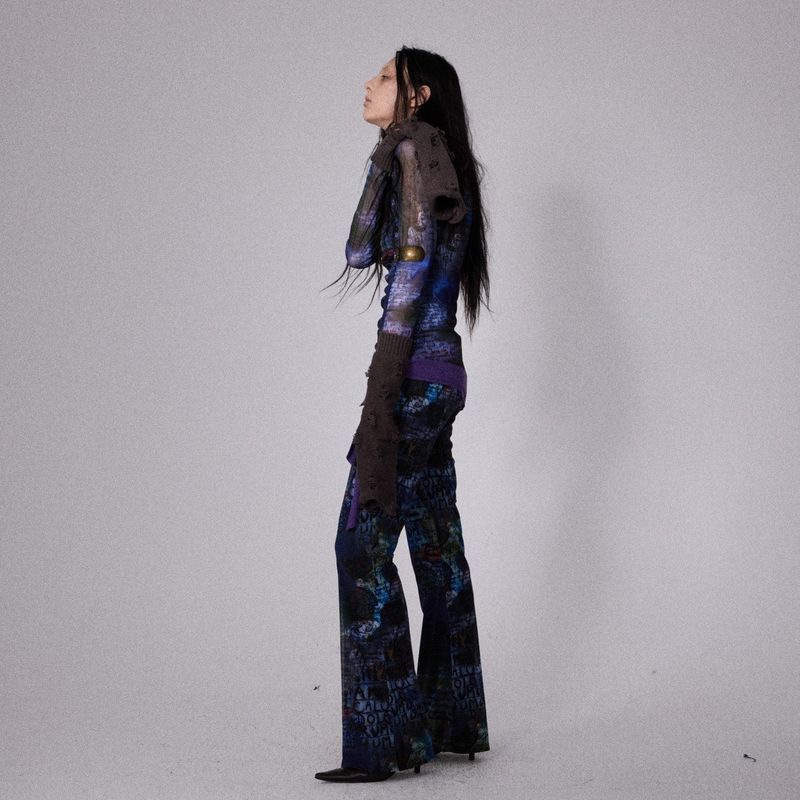 SHEISSHE/PSYCHEDELIC PRINT FLARED LEGGINGS