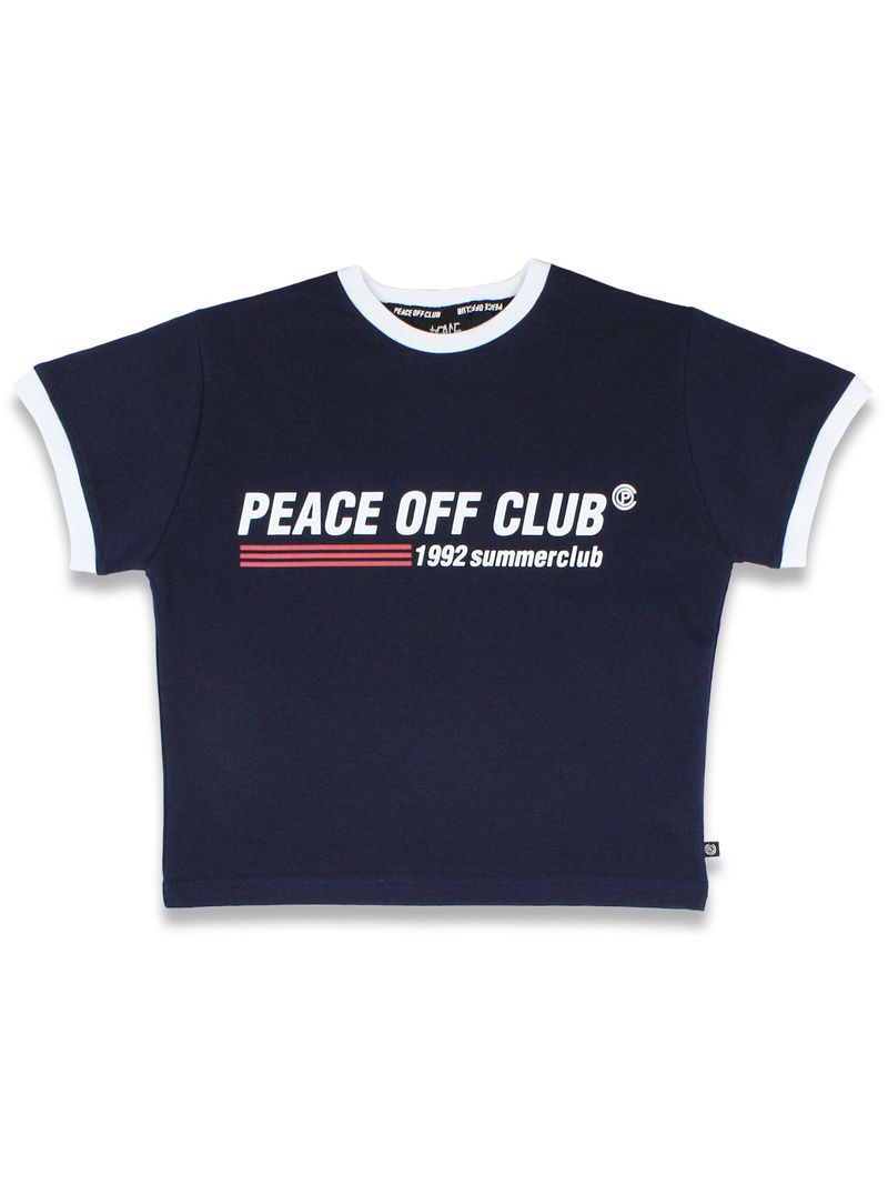peaceoffclub（ピースオフクラブ）の「Signature_Logo Crop Tee NAVY（Tops）」