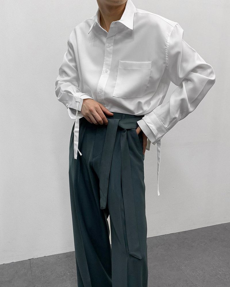 FL Belted Side Banding Wide Slacks (4 colors)