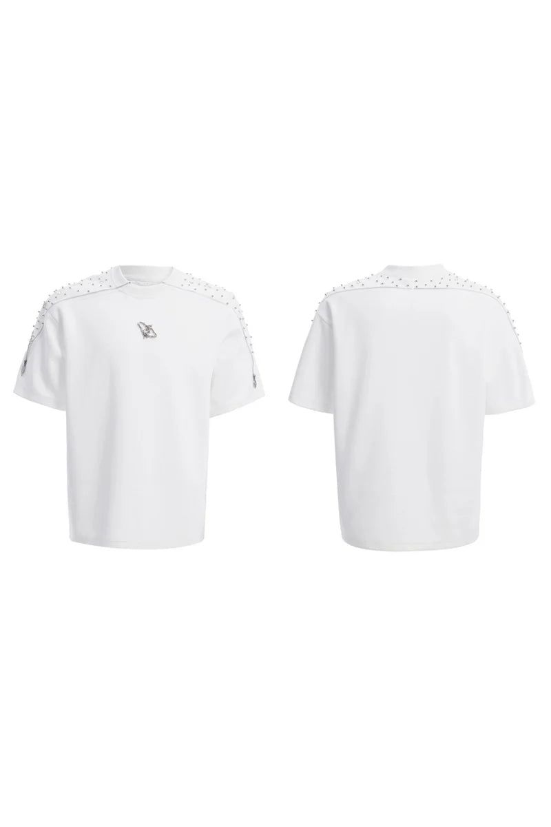 Rhinestone Zipper Detail T-Shirt