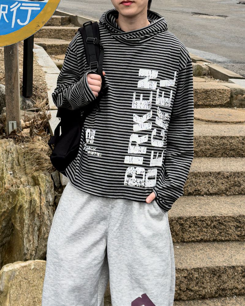 River Fingerhole Stripe Hoodie