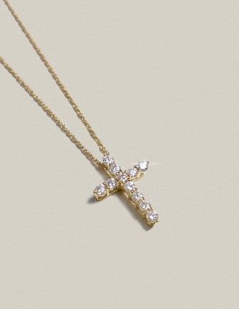 Cross Rope Chain Necklace Gold-L