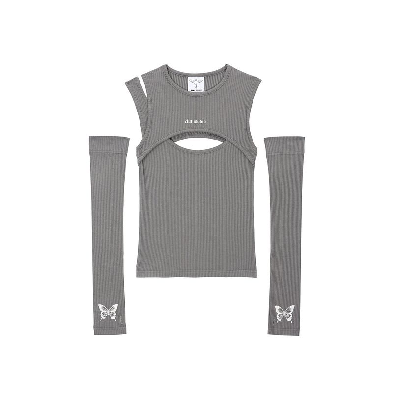 0 5 cut out warmer top - GREY